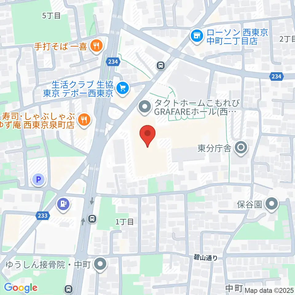 タクトホームこもれびGRAFAREホール周辺のホテル一覧地図