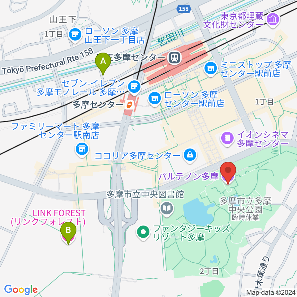 パルテノン多摩周辺のホテル一覧地図