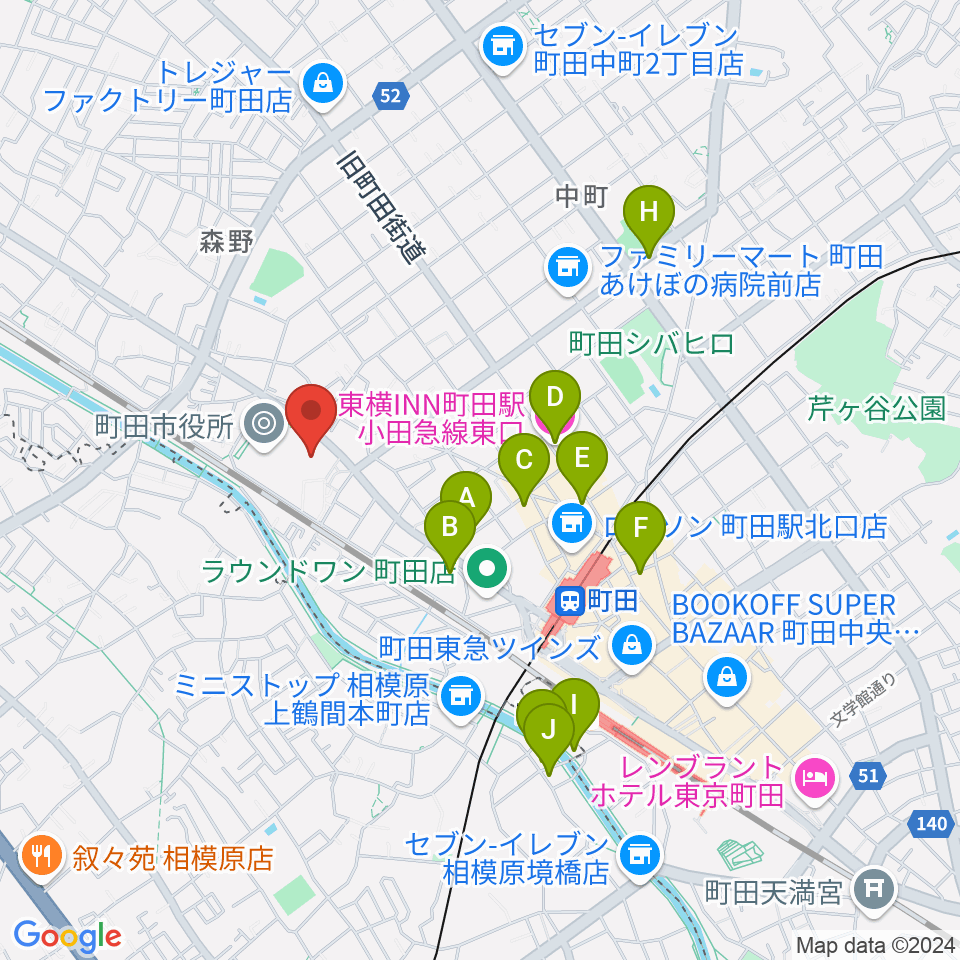 町田市民ホール周辺のホテル一覧地図