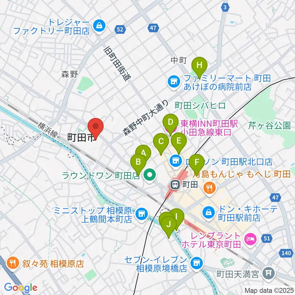 町田市民ホール周辺のホテル一覧地図