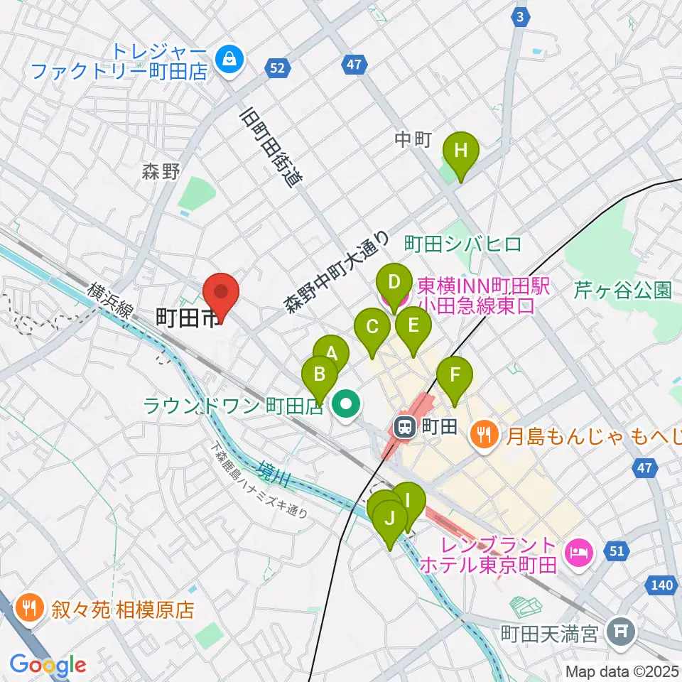 町田市民ホール周辺のホテル一覧地図
