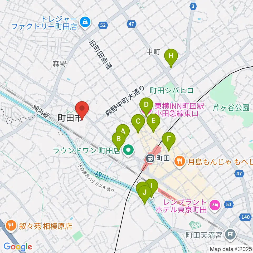 町田市民ホール周辺のホテル一覧地図