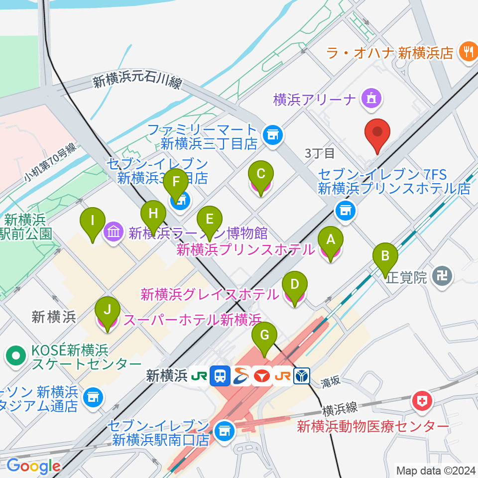 新横浜NEW SIDE BEACH周辺のホテル一覧地図