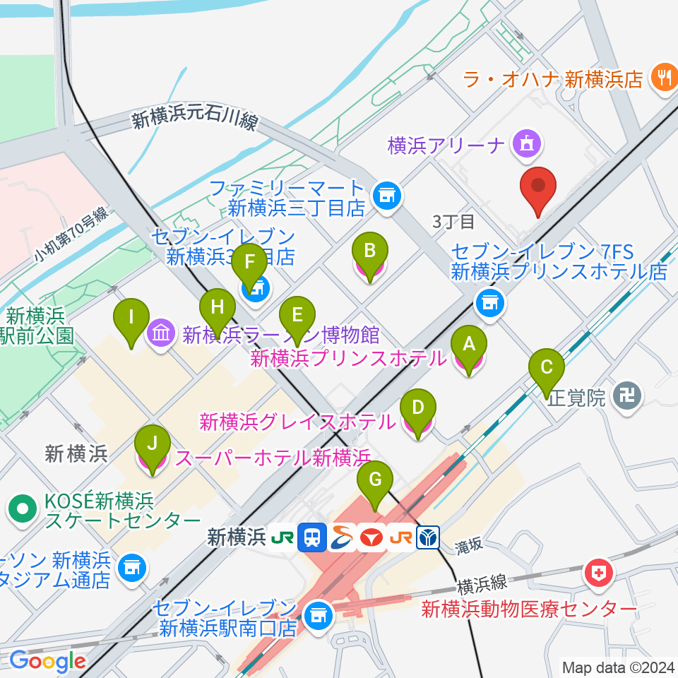 新横浜NEW SIDE BEACH周辺のホテル一覧地図