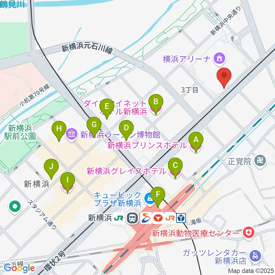 新横浜NEW SIDE BEACH周辺のホテル一覧地図