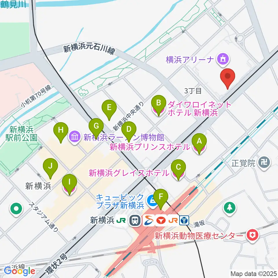 新横浜NEW SIDE BEACH周辺のホテル一覧地図