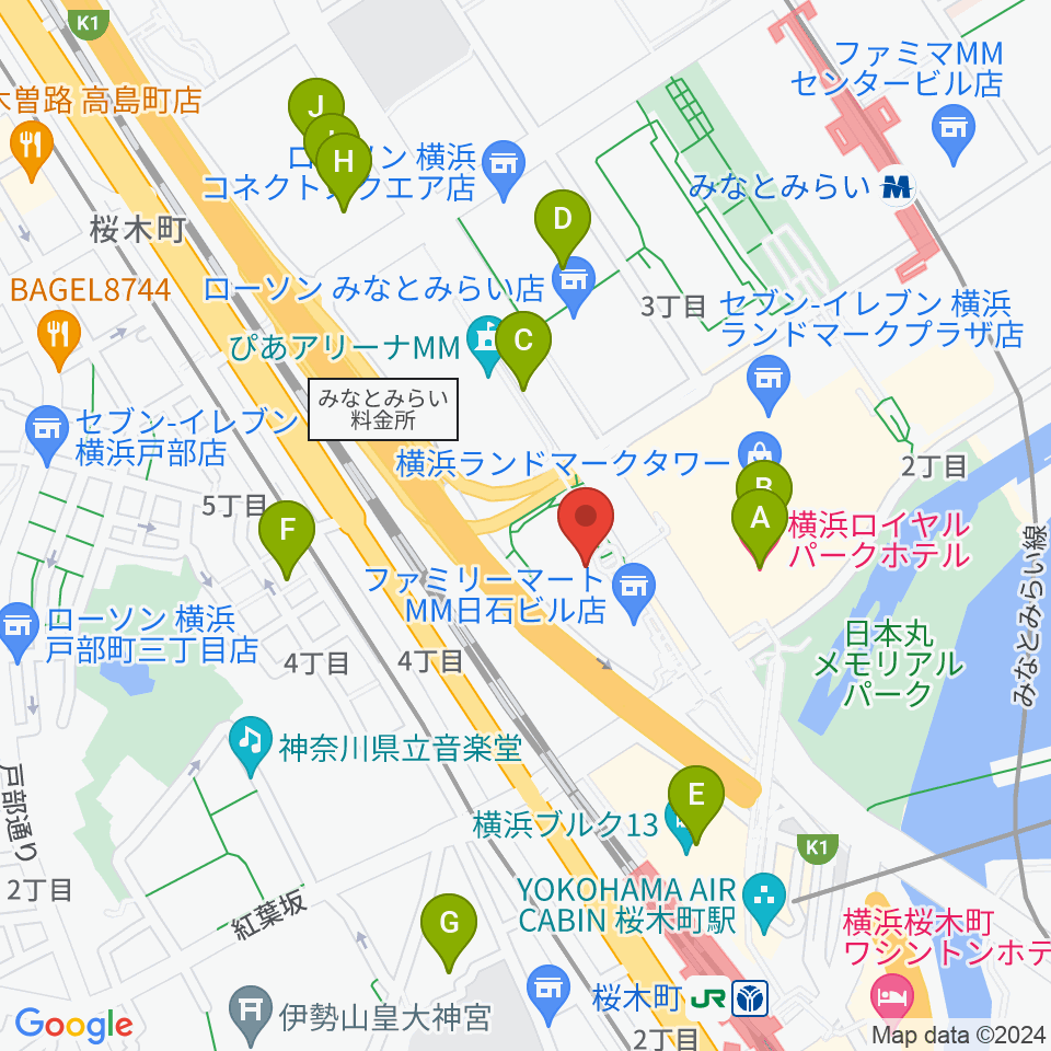 はまぎんホール ヴィアマーレ周辺のホテル一覧地図