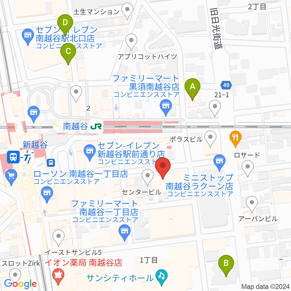 MACS大野楽器 南越谷店スタジオ周辺のホテル一覧地図