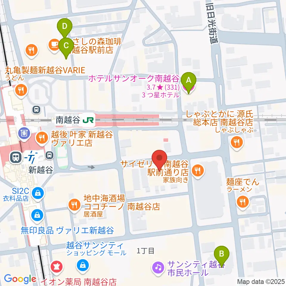 MACS大野楽器 南越谷店スタジオ周辺のホテル一覧地図