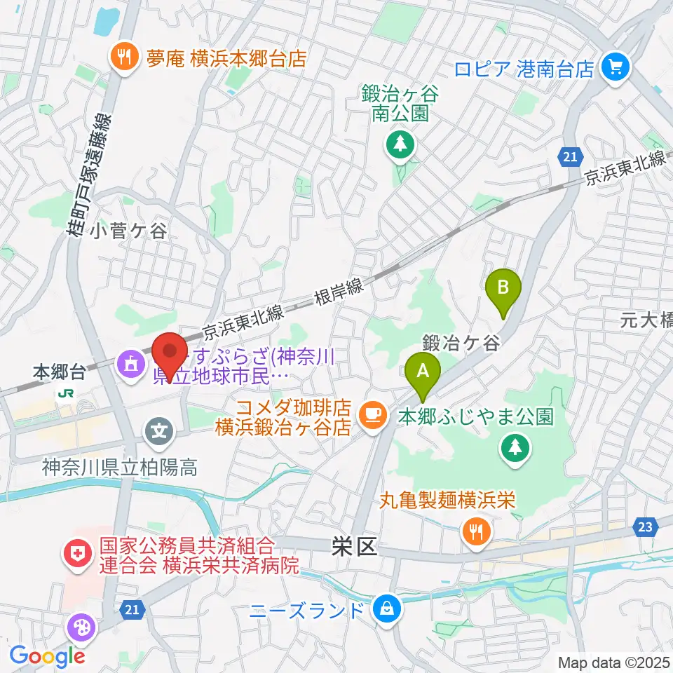 横浜市栄区民文化センター リリス周辺のホテル一覧地図