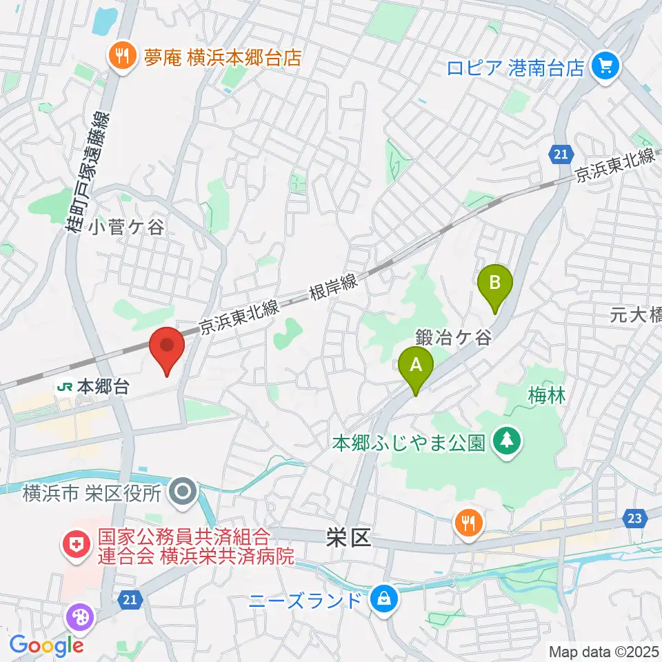 横浜市栄区民文化センター リリス周辺のホテル一覧地図