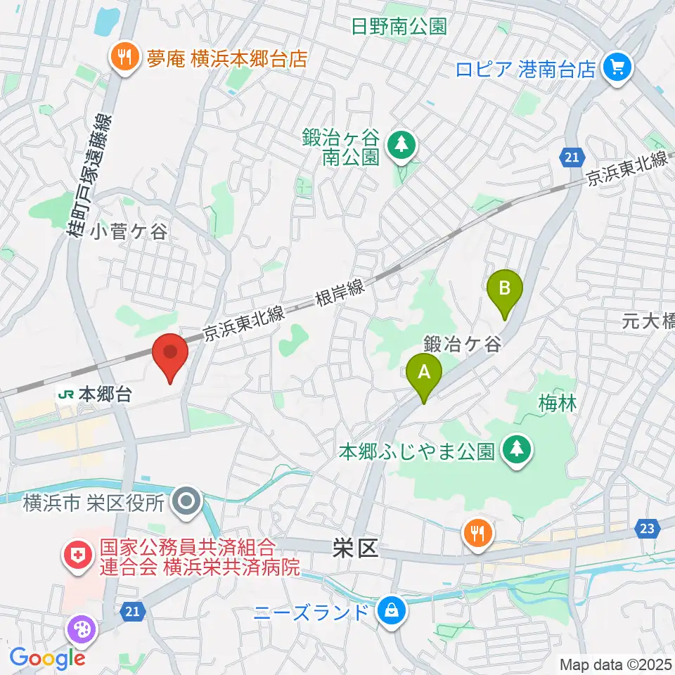 横浜市栄区民文化センター リリス周辺のホテル一覧地図