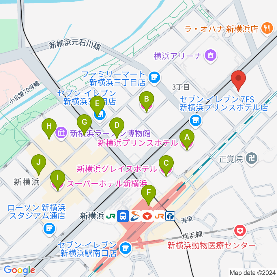 新横浜LiT周辺のホテル一覧地図