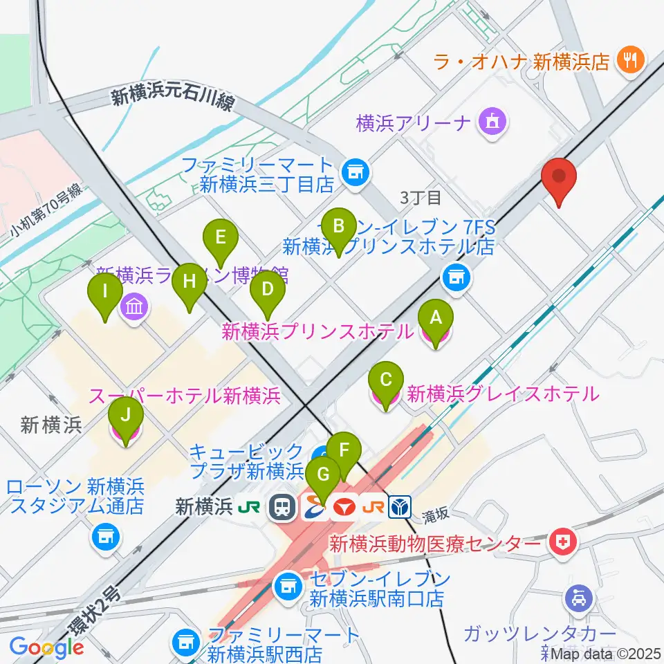 新横浜LiT周辺のホテル一覧地図