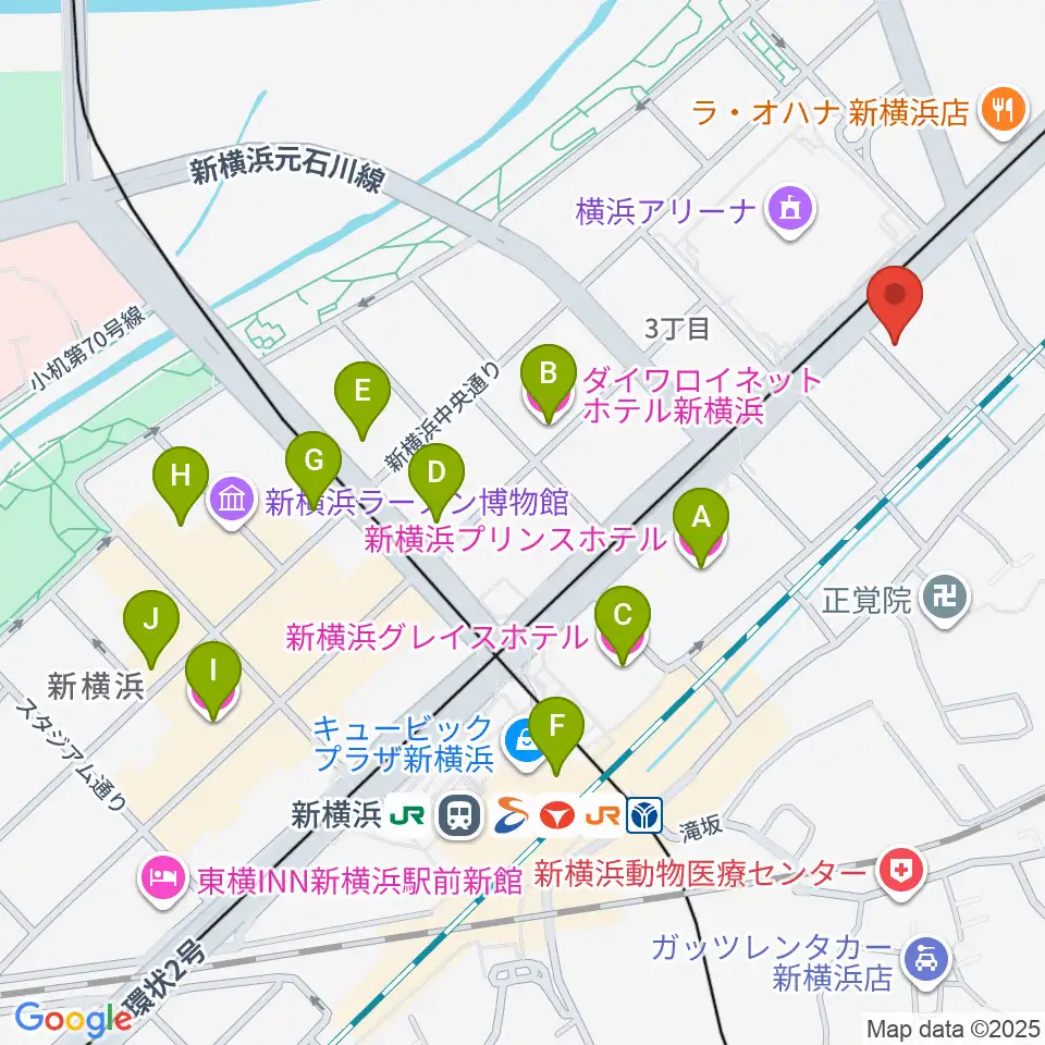 新横浜LiT周辺のホテル一覧地図