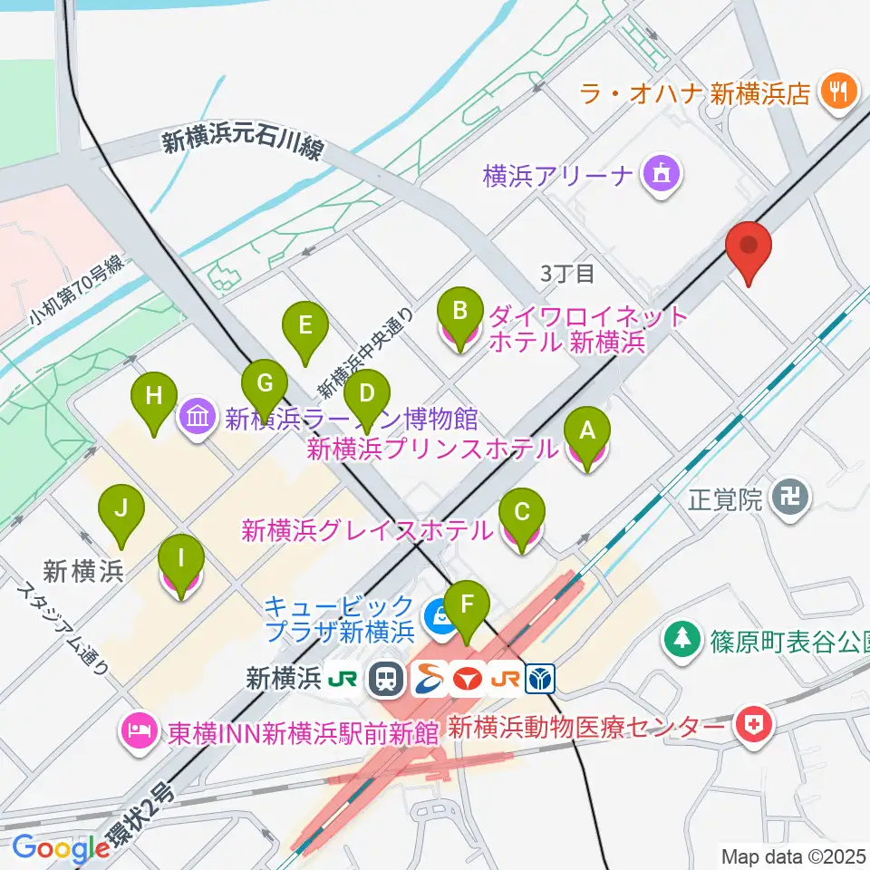 新横浜LiT周辺のホテル一覧地図