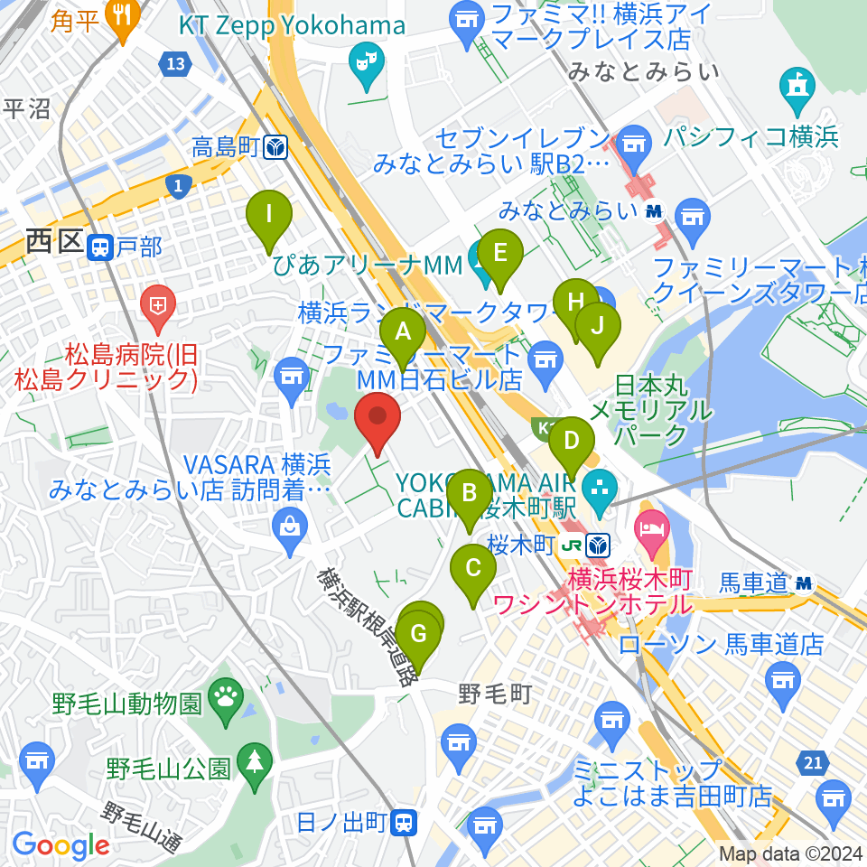神奈川県立音楽堂周辺のホテル一覧地図