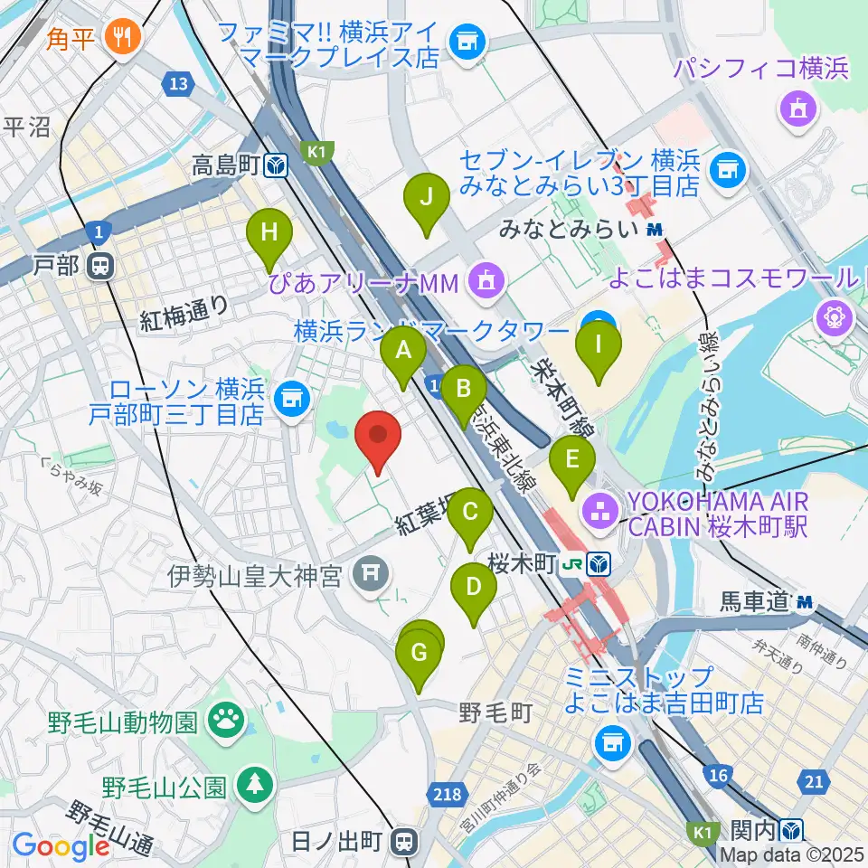 神奈川県立音楽堂周辺のホテル一覧地図