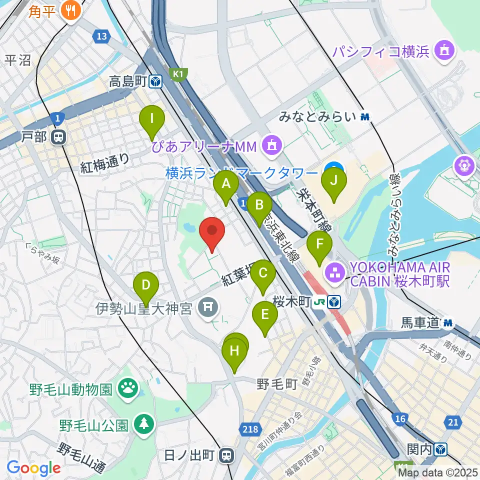 神奈川県立音楽堂周辺のホテル一覧地図