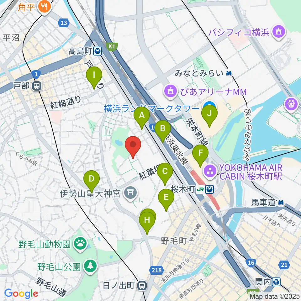 神奈川県立音楽堂周辺のホテル一覧地図