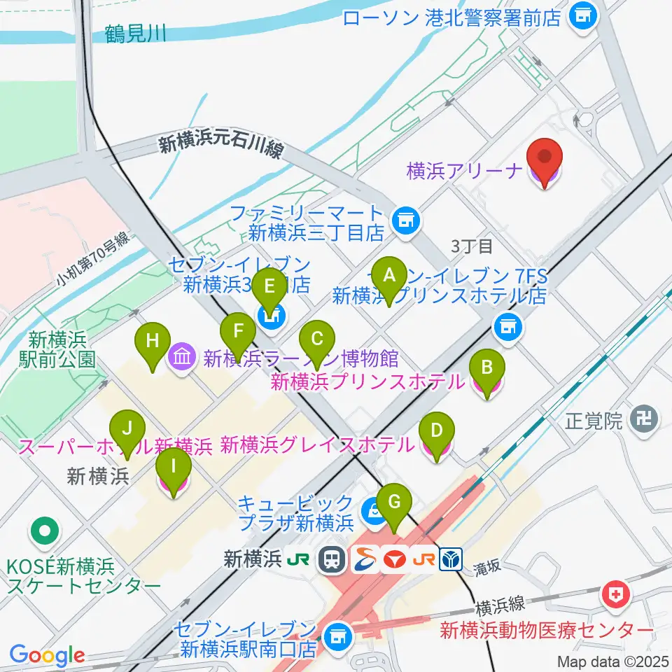 横浜アリーナ周辺のホテル一覧地図