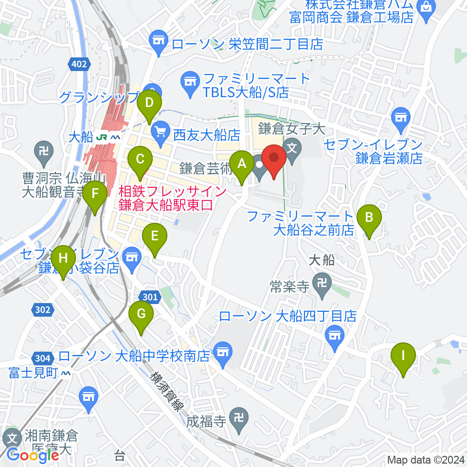 鎌倉芸術館周辺のホテル一覧地図