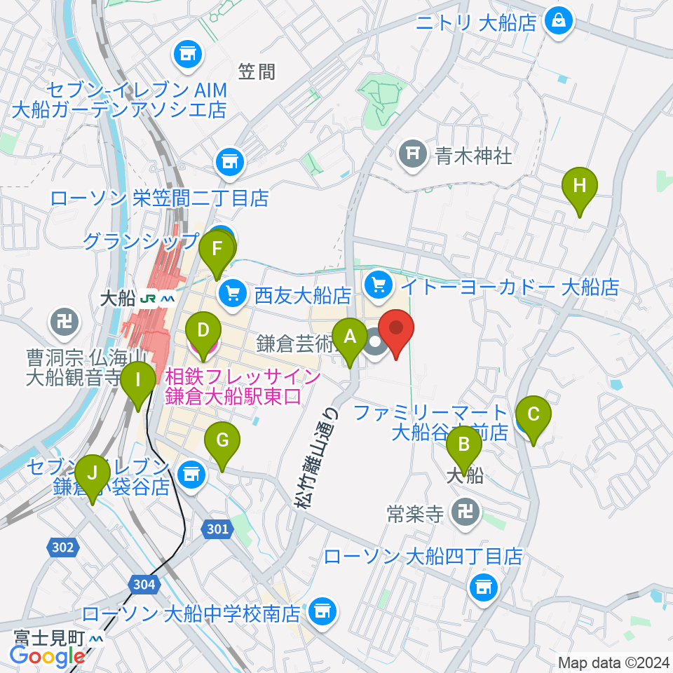 鎌倉芸術館周辺のホテル一覧地図