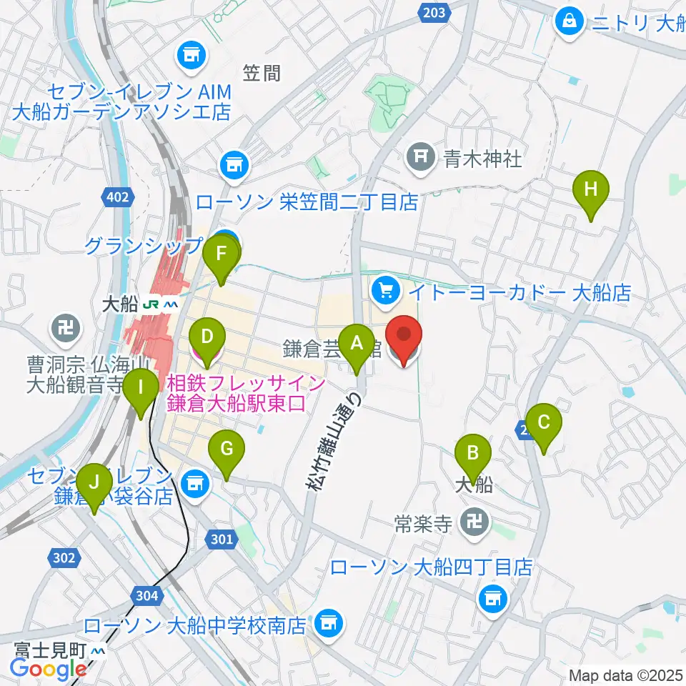鎌倉芸術館周辺のホテル一覧地図