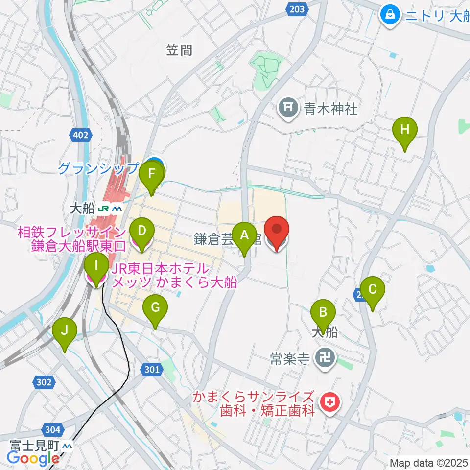 鎌倉芸術館周辺のホテル一覧地図