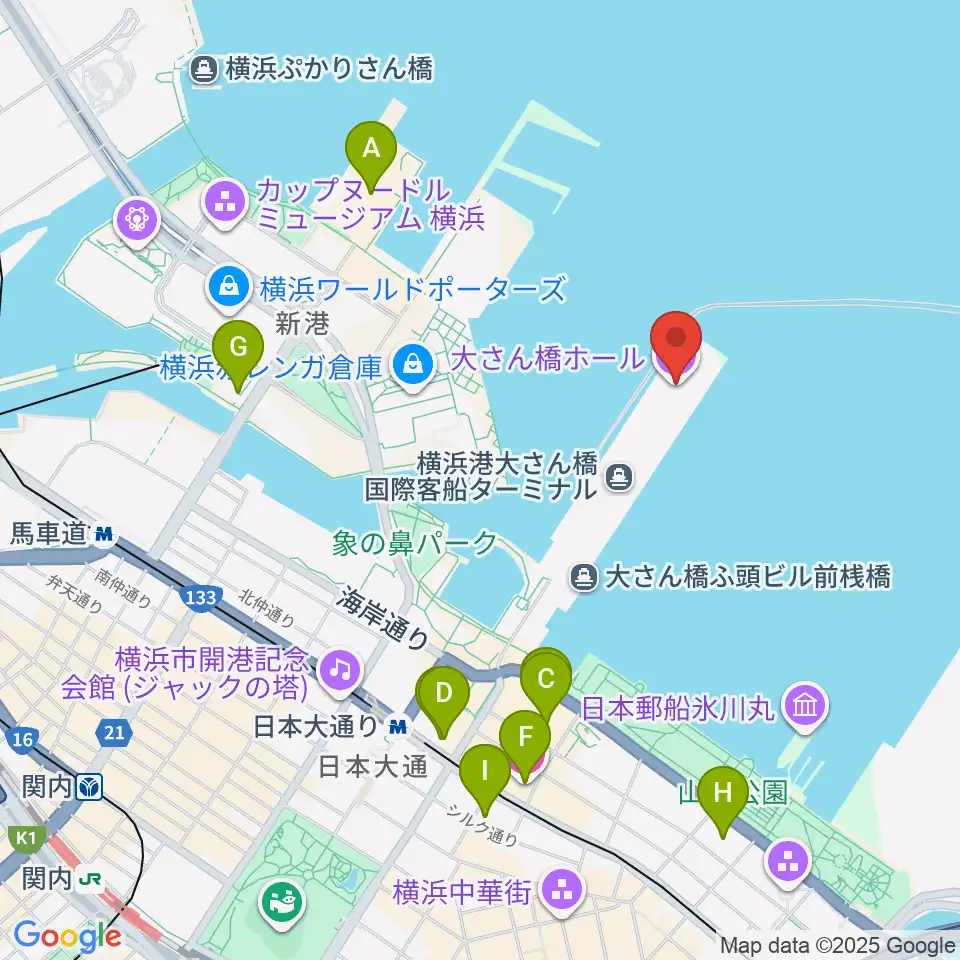 大さん橋ホール周辺のホテル一覧地図