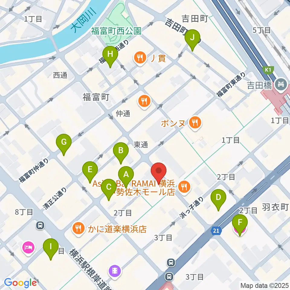 伊勢佐木町ジョンジョン周辺のホテル一覧地図