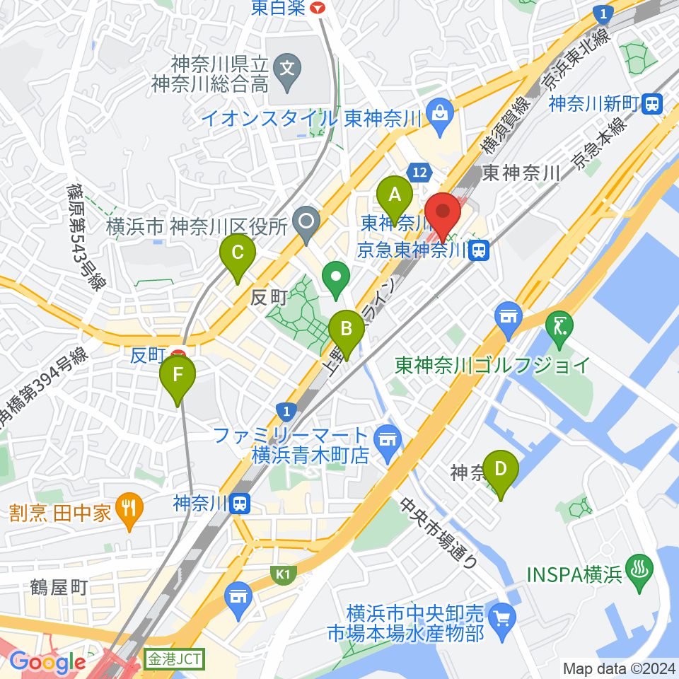 かなっくホール周辺のホテル一覧地図