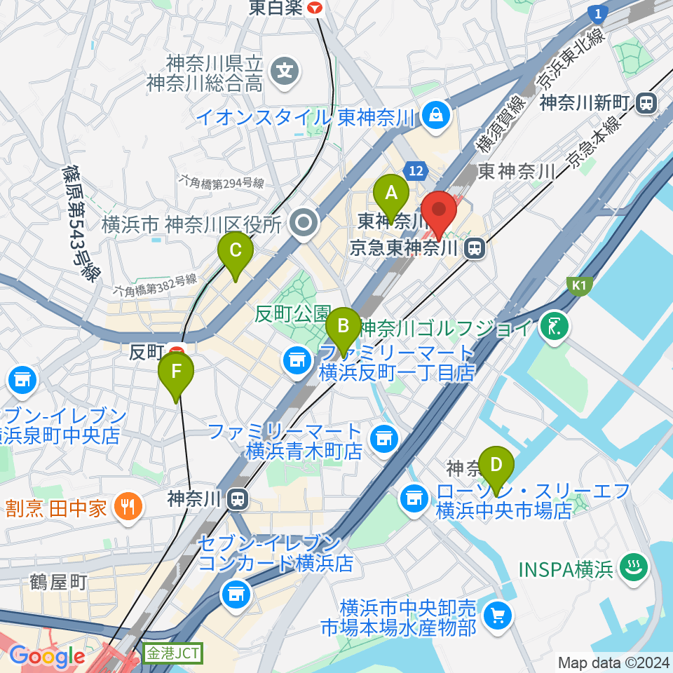 かなっくホール周辺のホテル一覧地図