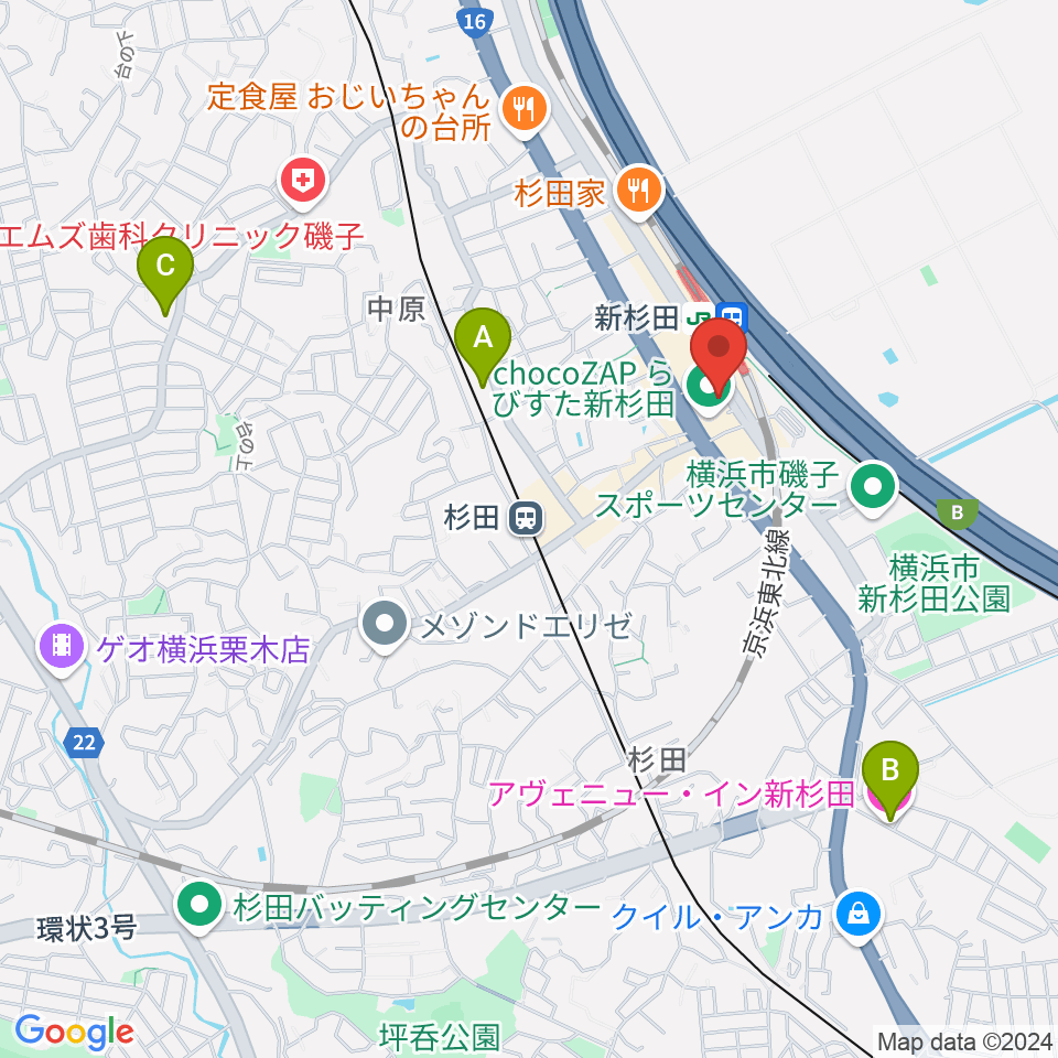 磯子区民文化センター杉田劇場周辺のホテル一覧地図