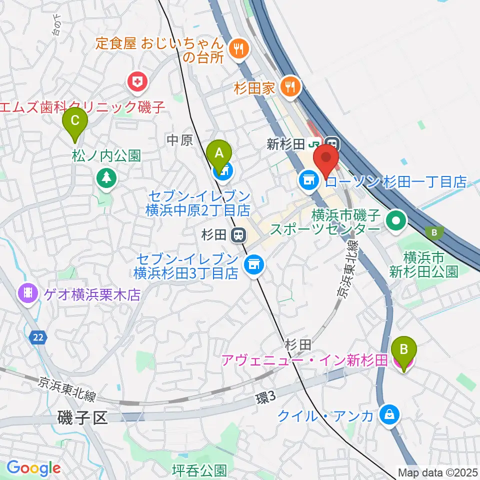 磯子区民文化センター杉田劇場周辺のホテル一覧地図
