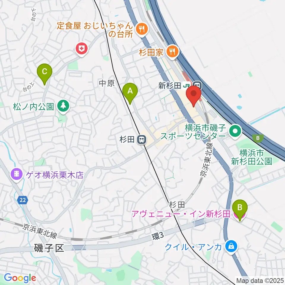磯子区民文化センター杉田劇場周辺のホテル一覧地図