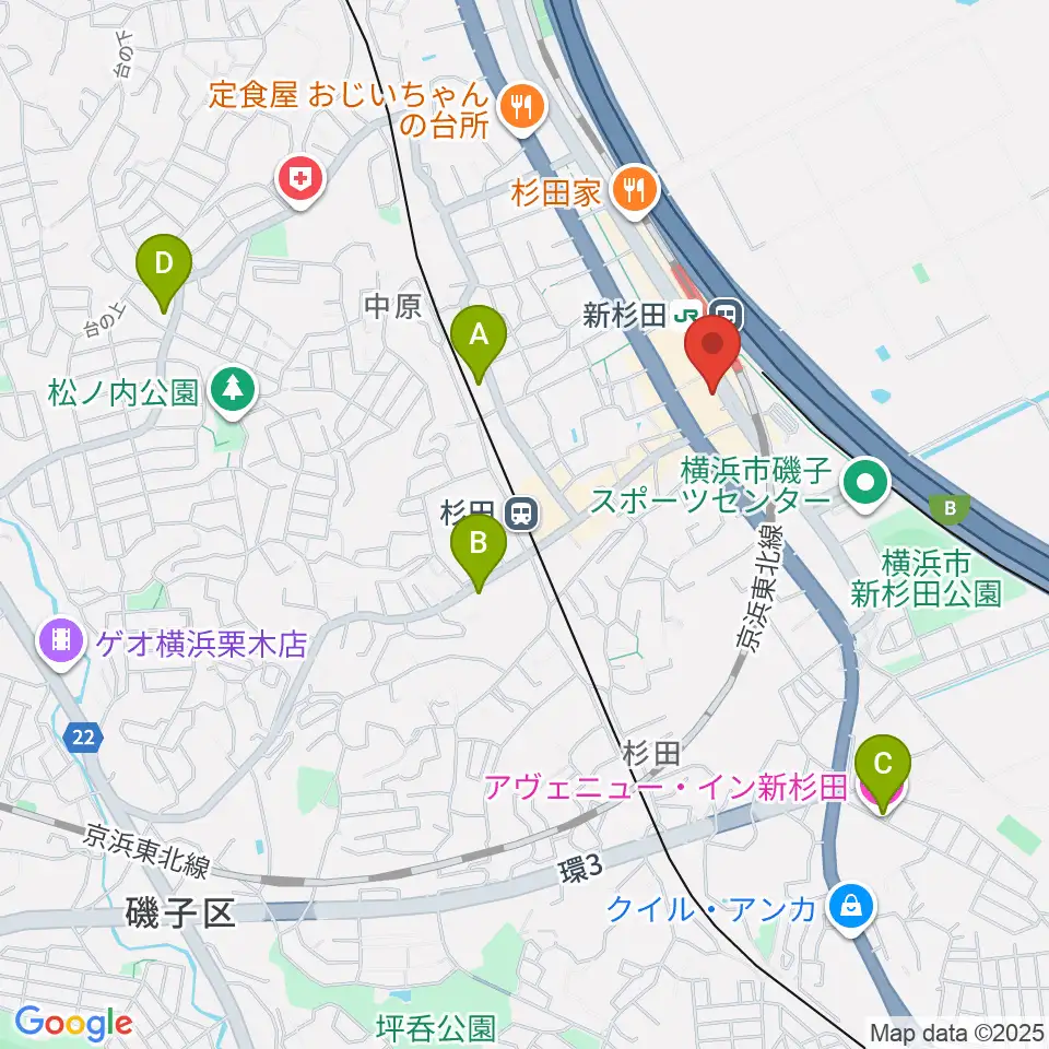 磯子区民文化センター杉田劇場周辺のホテル一覧地図
