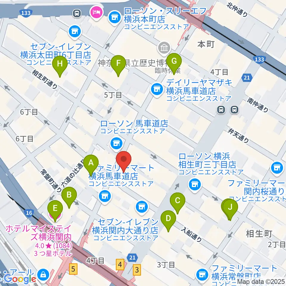 横浜関内ホール周辺のホテル一覧地図