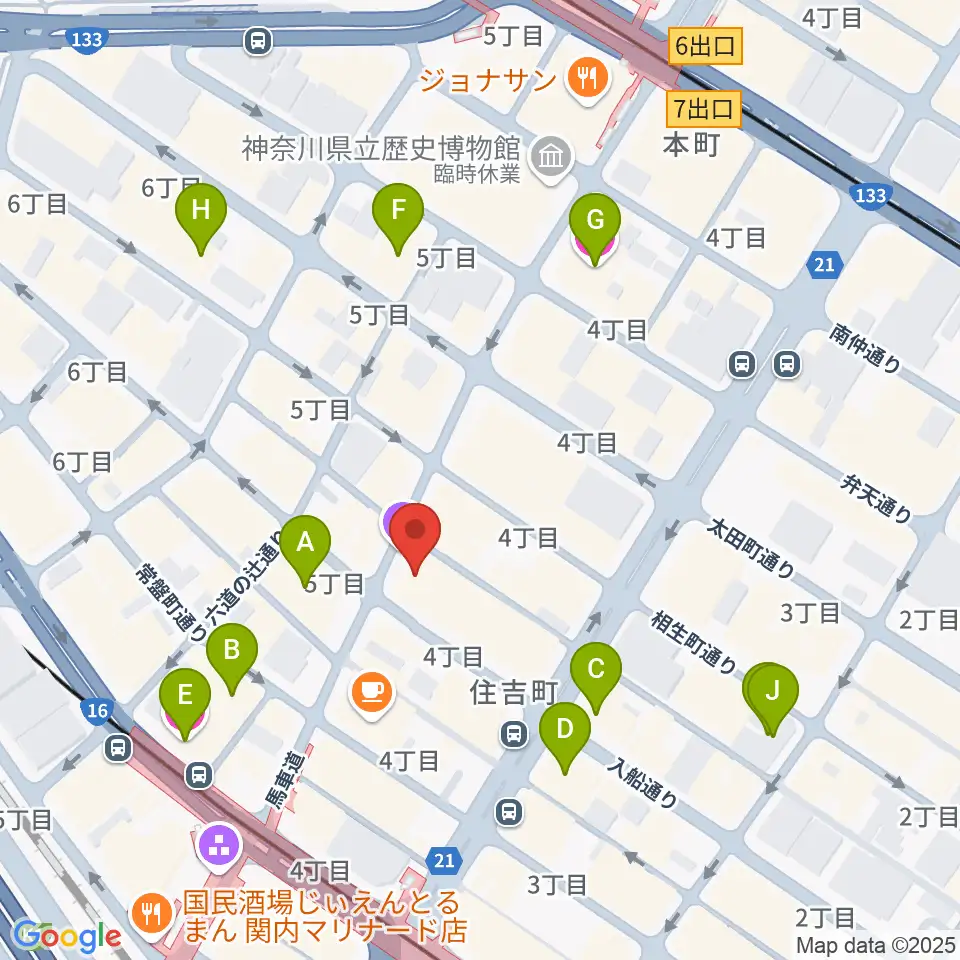 横浜関内ホール周辺のホテル一覧地図