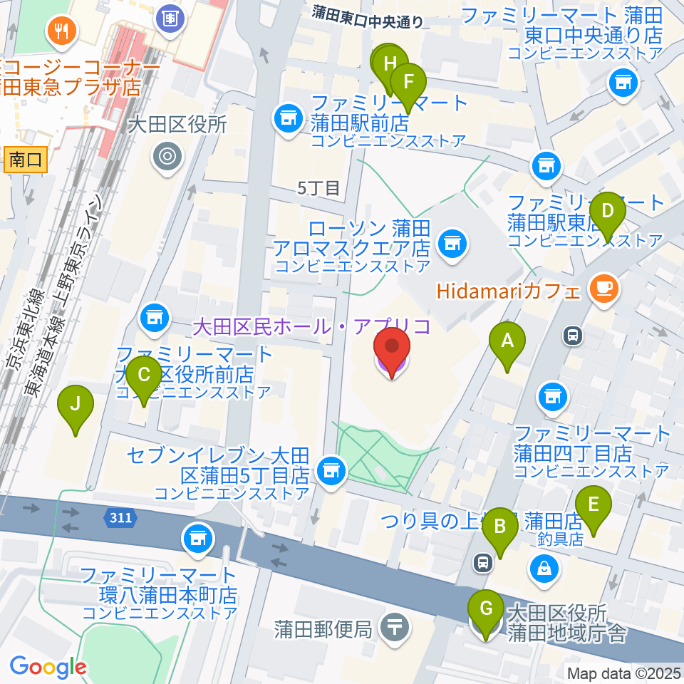 大田区民ホール・アプリコ周辺のホテル一覧地図