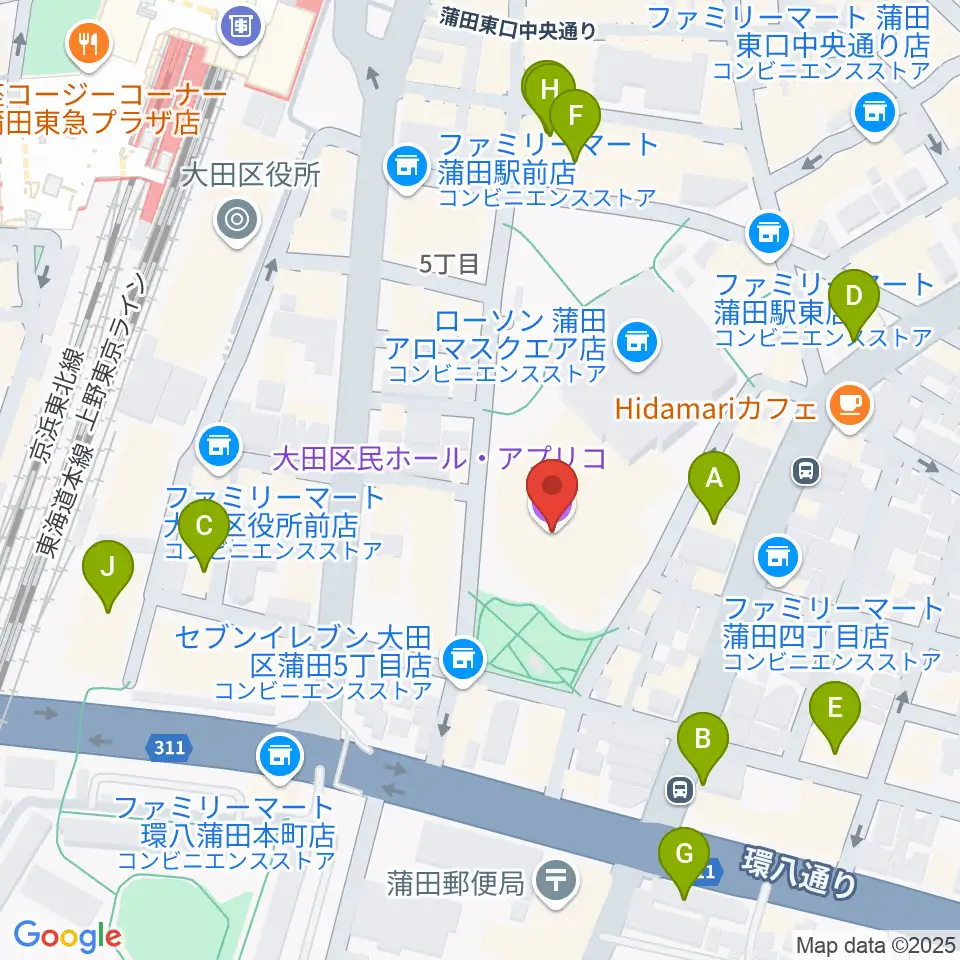 大田区民ホール・アプリコ周辺のホテル一覧地図