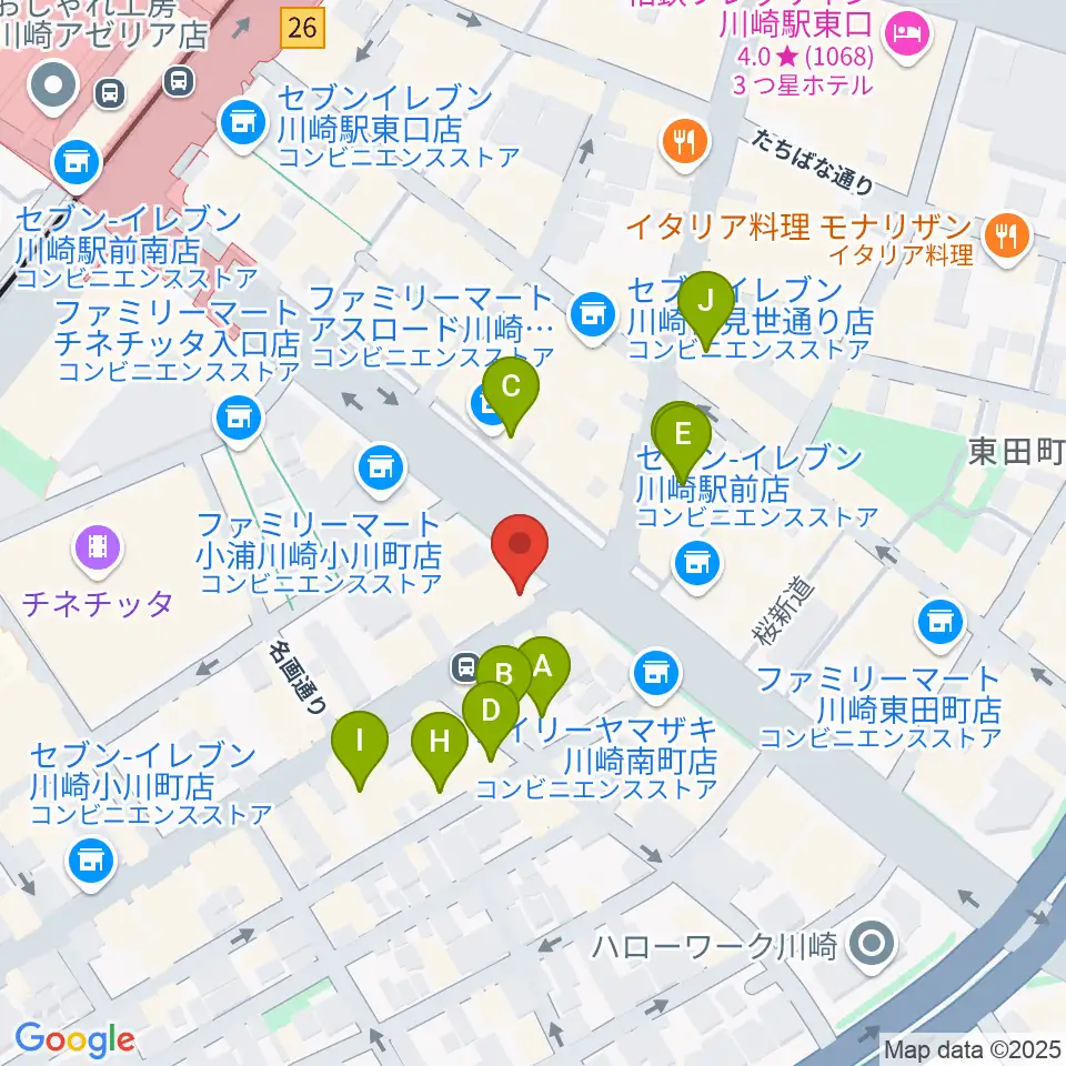 川崎セルビアンナイト周辺のホテル一覧地図