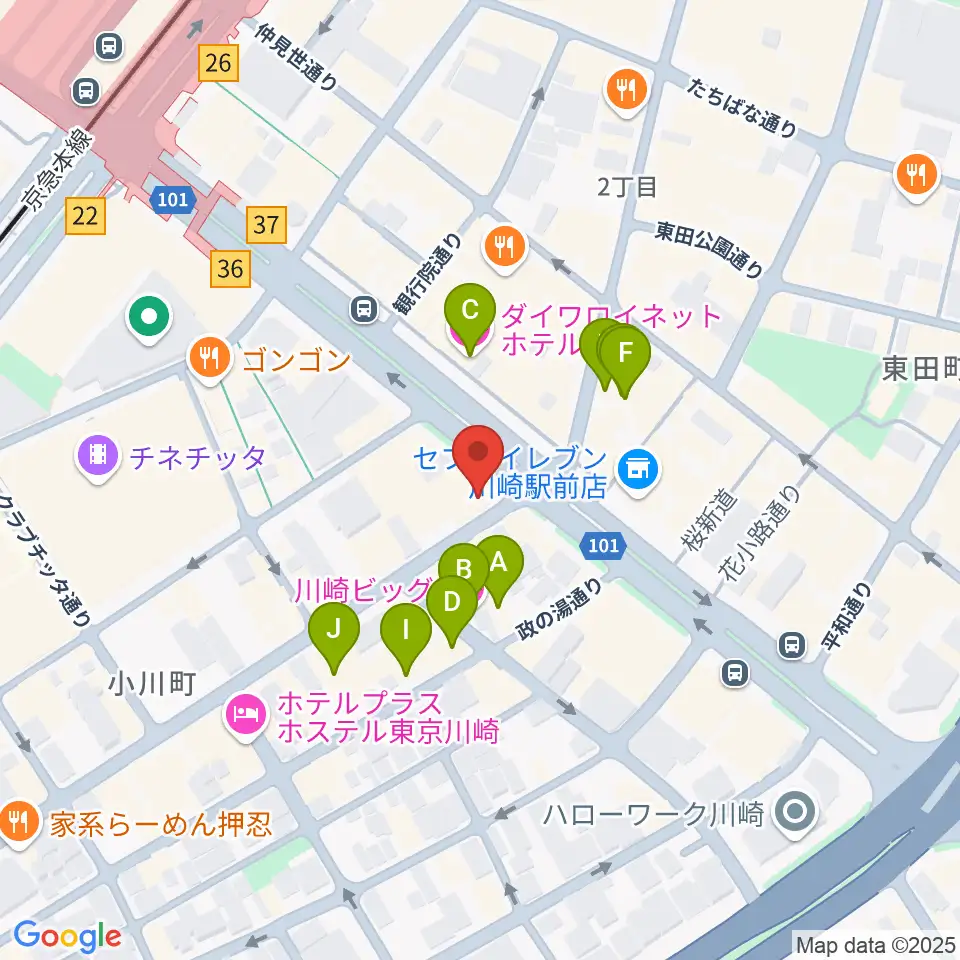川崎セルビアンナイト周辺のホテル一覧地図