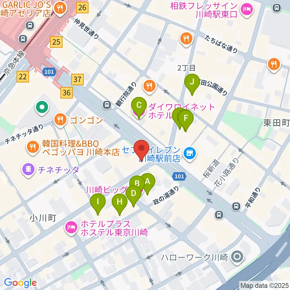 川崎セルビアンナイト周辺のホテル一覧地図