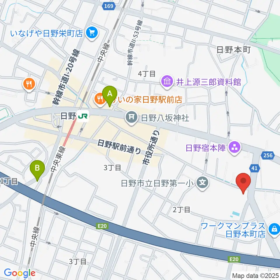 日野音楽教室周辺のホテル一覧地図