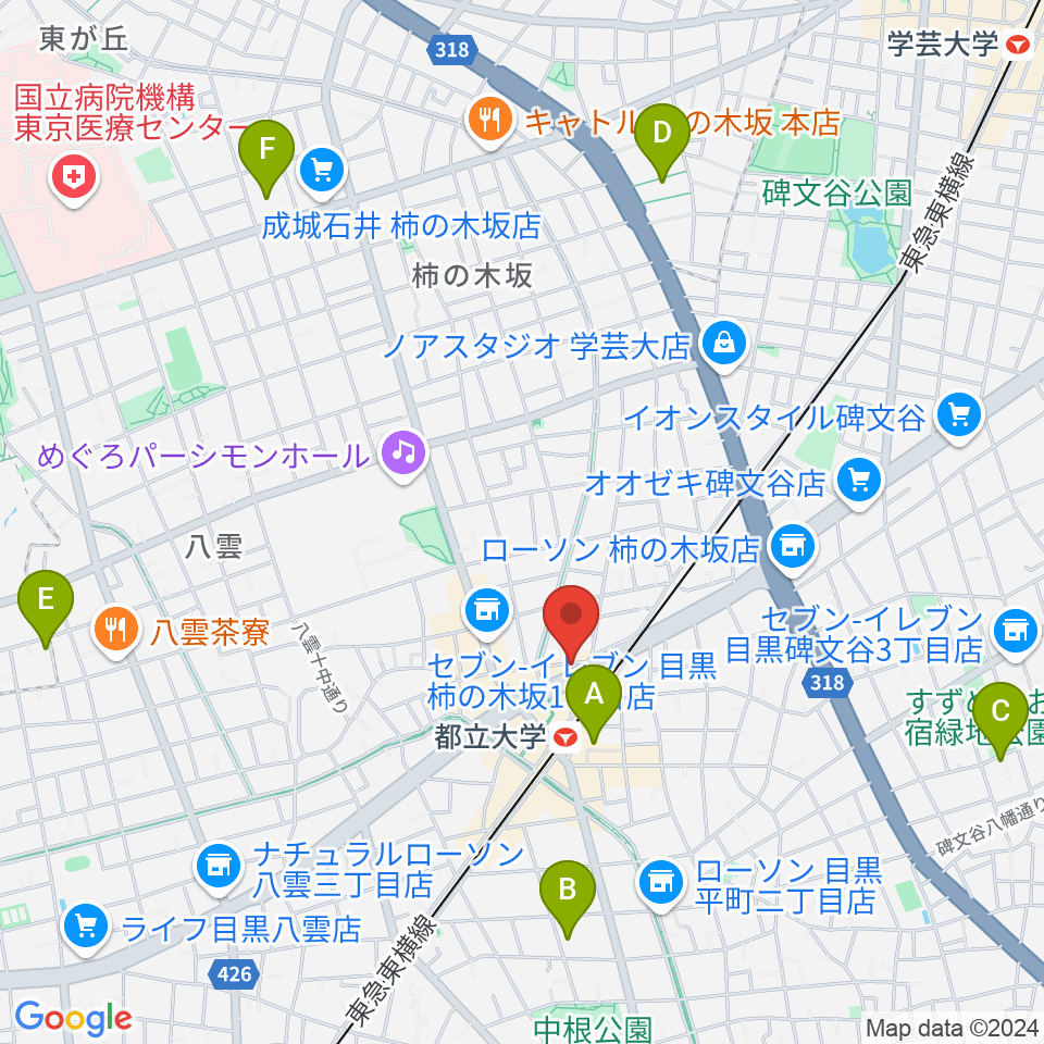 都立大学ジャミン周辺のホテル一覧地図