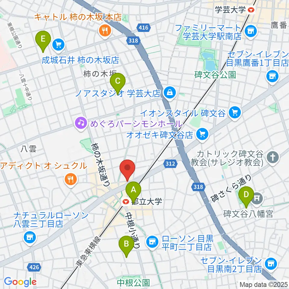 都立大学ジャミン周辺のホテル一覧地図