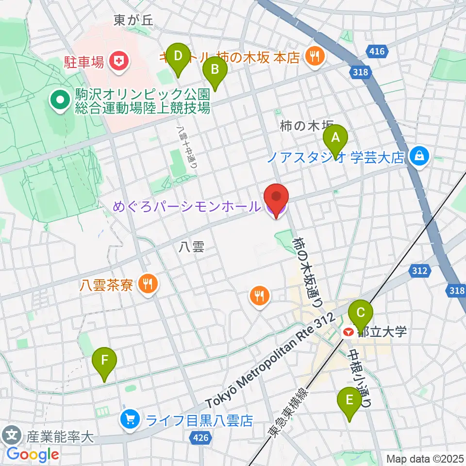 めぐろパーシモンホール周辺のホテル一覧地図
