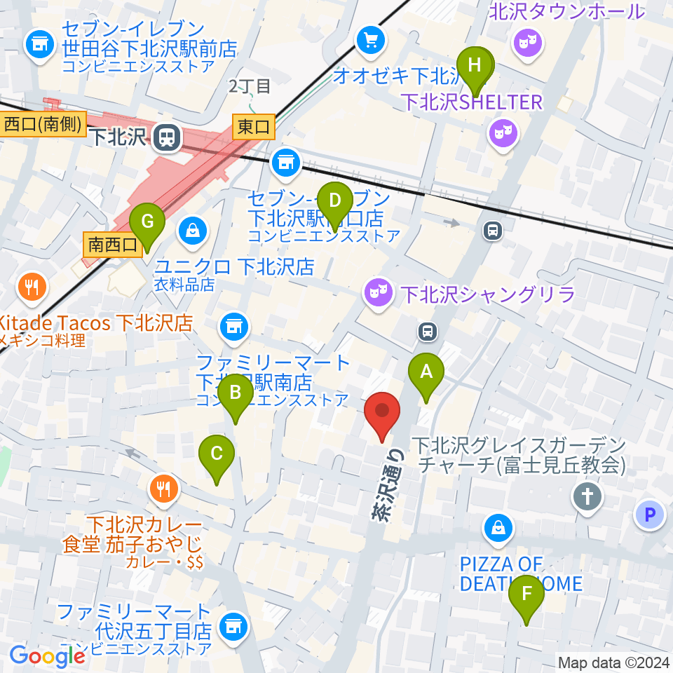 下北沢MOSAiC周辺のホテル一覧地図