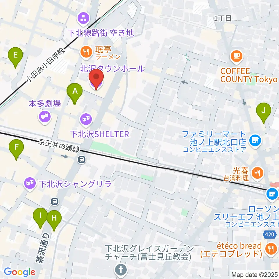 北沢タウンホール周辺のホテル一覧地図